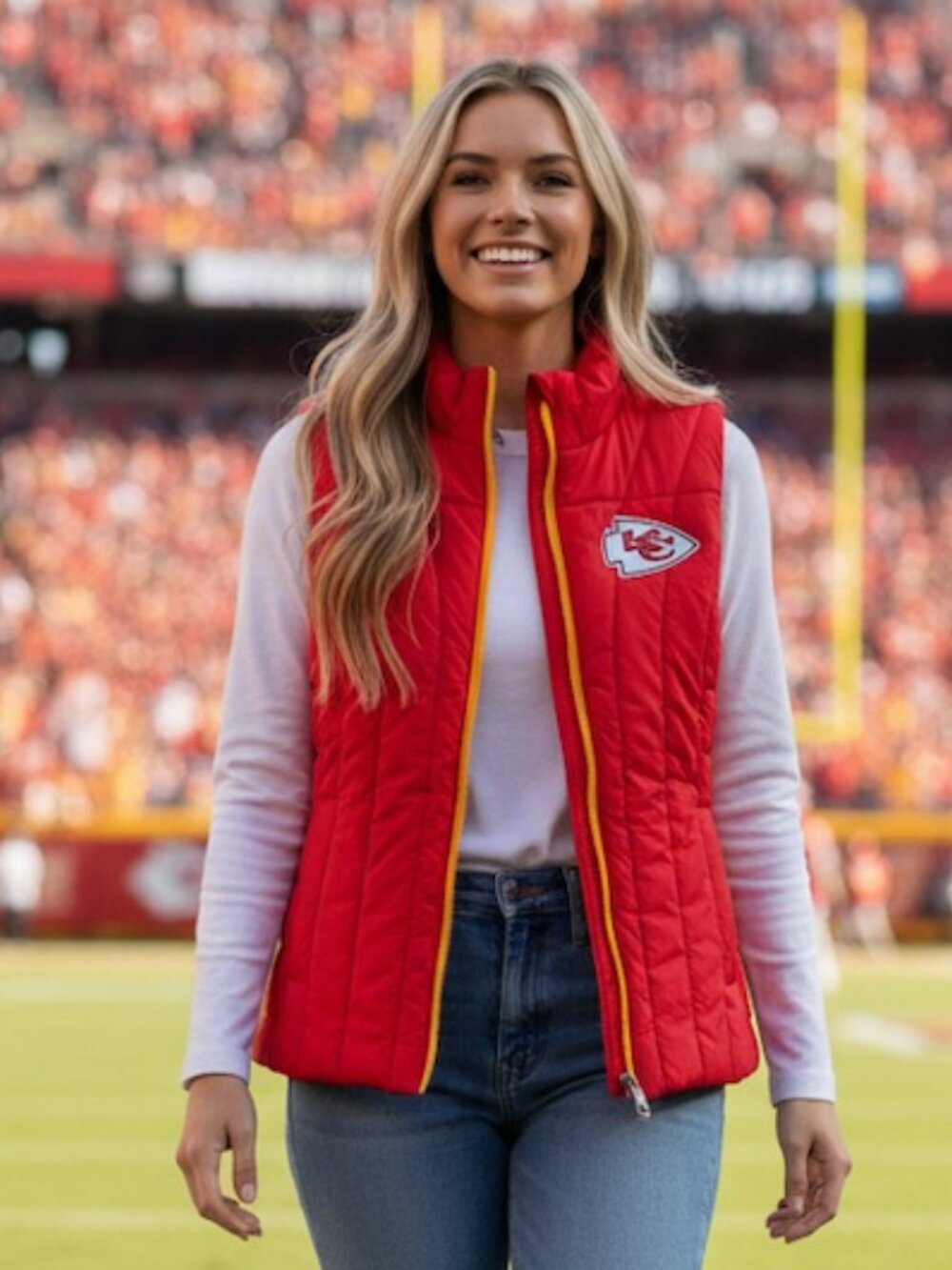 Kansas City Chiefs NFL Women’s Quilted Puffer Vest Red Large NWT